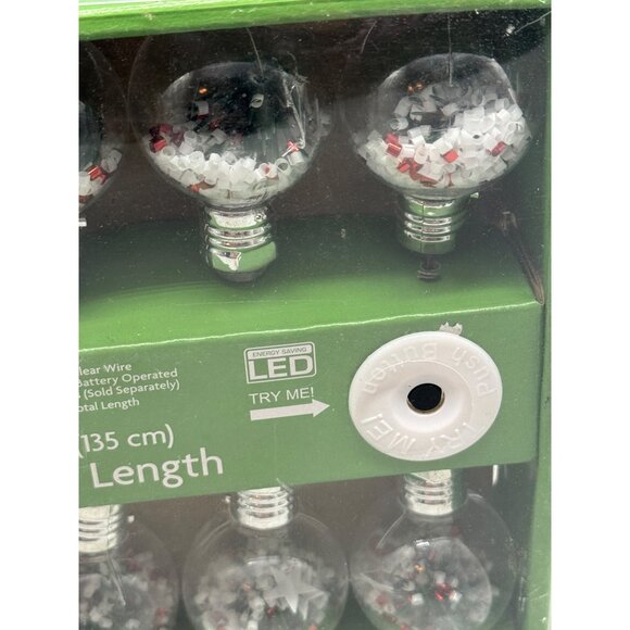 Holiday Home 10 LED Ball Party Lights Warm White Clear Wire Indoor Battery 53" - Picture 2 of 7